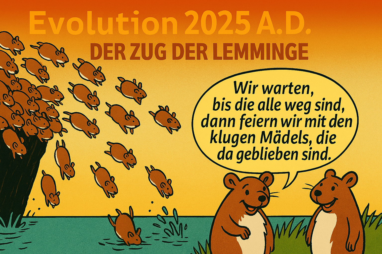 Evolution 2025 - Der Zug der Lemminge - www.relaxforfuture.de - copyright Lightmaster Copilot GBT-5
